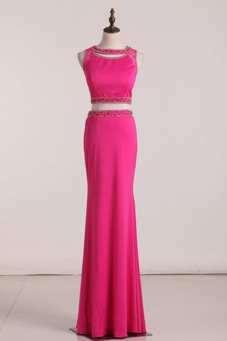 Two-piece Scoop Spandex With Beads Mermaid Prom Dresses,pl5740
