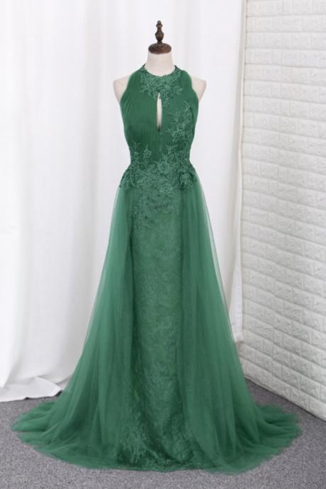 Prom Dresses Scoop Lace & Tulle With Applique Mermaid Sweep Train,pl5771