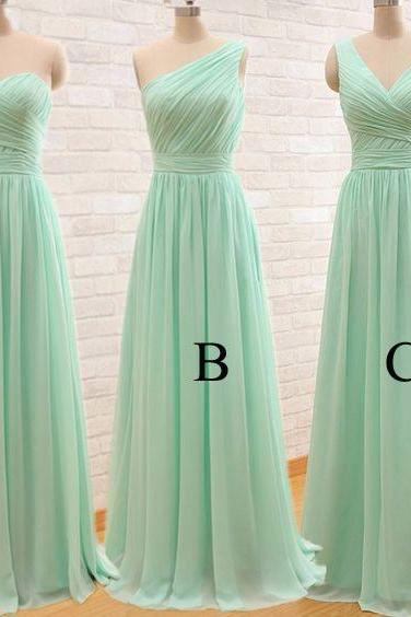 Mint Bridesmaid Dresses, Mint Green Bridesmaid Dresses, Different Style Bridesmaid Dresses, Chiffon Bridesmaid Dress, Pleats Bridesmaid Dresses,
