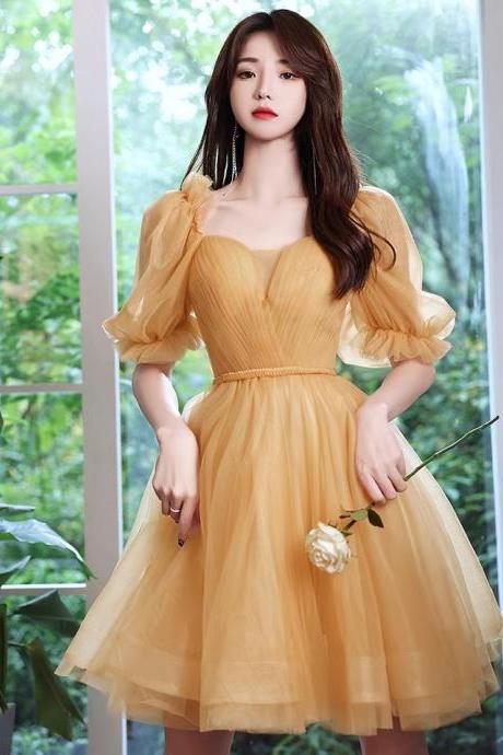 Yellow Birthday Dress, Party Princess Bridesmaid Dress,custom Made