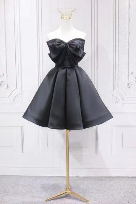 Black Fashion Homecoming Dress, Bow Tie Birthday Party Dress,custom Made