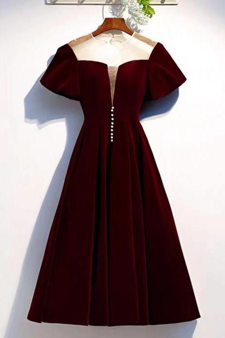 , Short Red Homecoming Dress, Velvet Party Dresss,custom Made