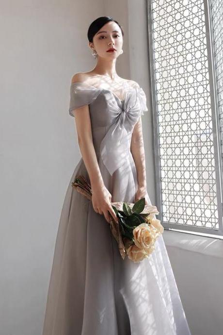 Gray Bridesmaid Dress,off Shoulder Prom Dress,custom Made