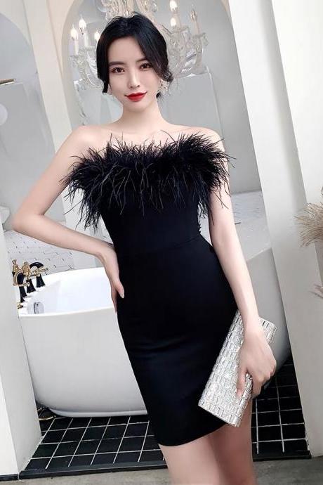 , Black Dress, Strapless Party Dress, Daliy Dress,custom Made
