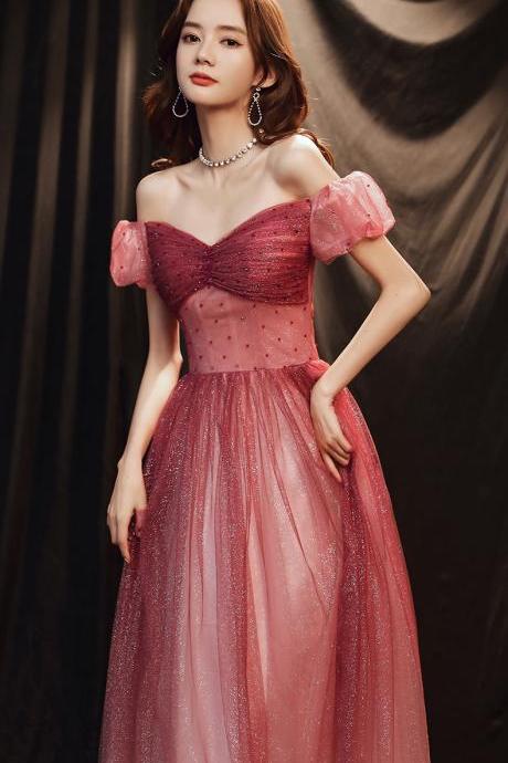 Style, Starry Sky Evening Dress ,off Shoulder, Red Sexy Prom Dress