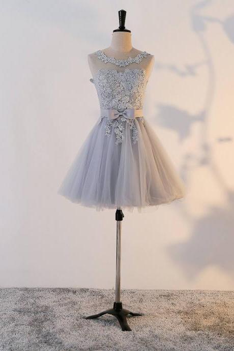 Little gray homceoming dress, sleeveless bridesmaid dress,custom made