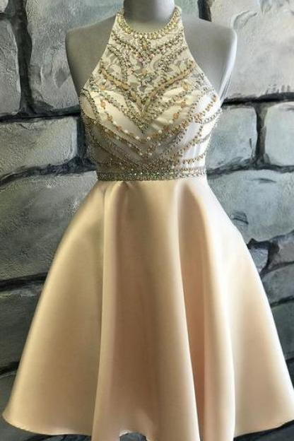 Homecoming Dress Halter Neckline, Short Prom Dress, Cocktail Dress, Dance Dresses, Back To School Party Gown