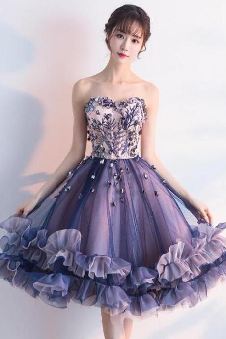 Cute Tulle Sweetheart Short Party Dress 2020, Flower Party Dress