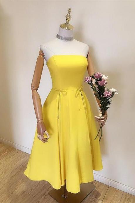 Beautiful Yellow Simple Short Wedding Party Dress, Cute Formal Dress