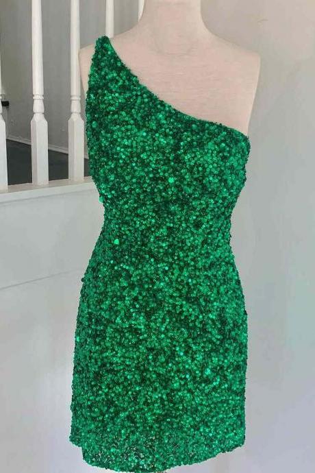 Stunning Green Sequined Short Homecoming Dress