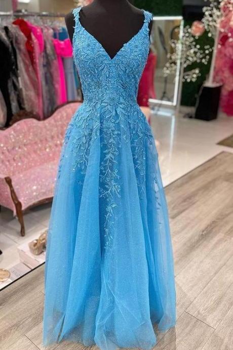 2022 Tulle Long Prom Dresses With Appliques And Beading,winter Formal Dresses