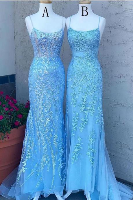 Tulle Long Prom Dresses With Appliques And Beading,formal Dress