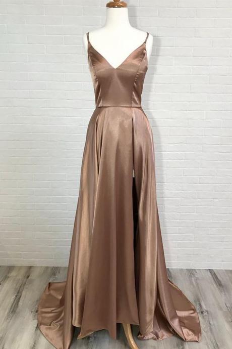 Simple Long Prom Dresses With Slit,formal Dress,wedding Party Dresses