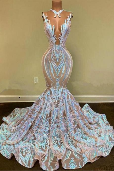 Stunning Sleeveless Mermaid Prom Dress Long Lace Designer Party Gowns.pl5329