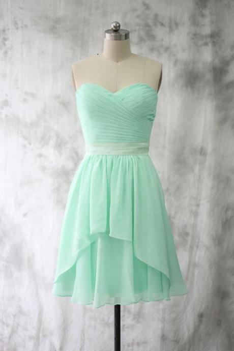 Knee Length Sweetheart Mint Bridesmaid Dress