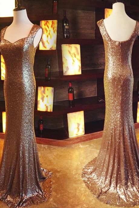 Mermaid Straps Sweetheart Gold Sequins Evening Party Dress,prom Dress,occasion Dress