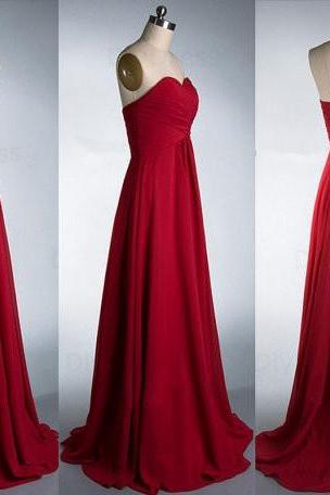 Cheap A-line Red Chiffon Bridesmaid Dresses,Prom Dresses,Occasion Dresses,Wedding Party Dresses