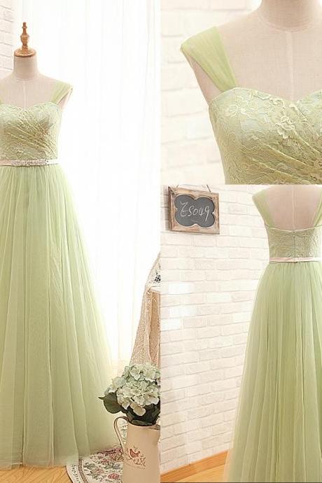 Ready To Ship Mint Green Lace Prom Dress,tulle Prom Gown,straps Party Dress,mint Green Lace Bridesmaid Dress