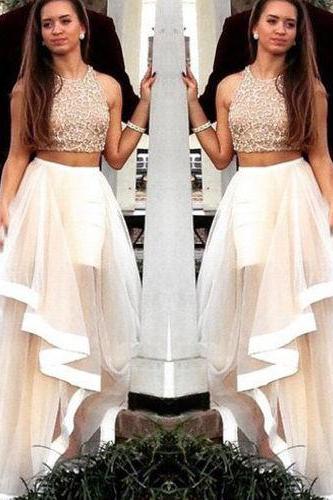 Two Pieces Prom Dress Long Party Gowns Formal Pageant Evening Celebrity Long Dress