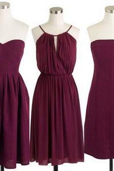 Cranberry Red, Burgundy, Bridesmaid Dresses, Short Dresses