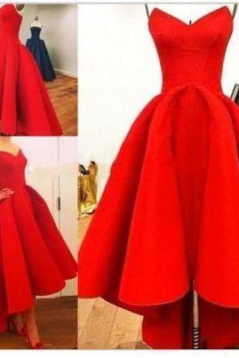 Hi Lo Red Homecoming Dress,sexy Sweetheart Party Prom Dress,open Back Formal Wedding, Bridesmaid Gown