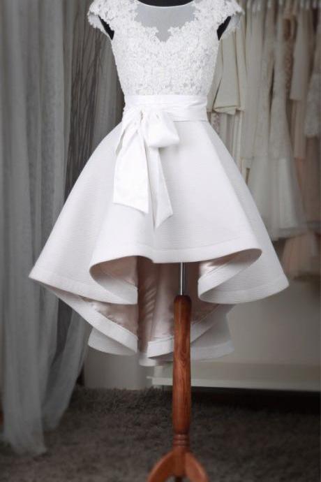 Hi-lo Homecoming Dresses, Elegant Cocktail Dresses , Tulle White Prom Dresses,applique Homecoming Dresses
