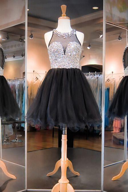 Shiny Homecoming Dresses, Crystals Prom Dresses,tulle Homecoming Dresses