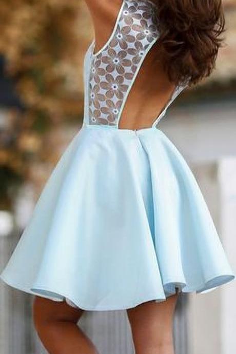 2016 Charming Homecoming Dress, Backless Prom Dress, Sleeveless Homecoming Dress