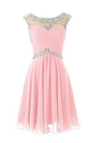 2016 Chiffon Short Homecoming Dress, Beaded Prom Dress,sexy Mint Green And Pink Homecoming Dress ,for Junior Birthday Dress