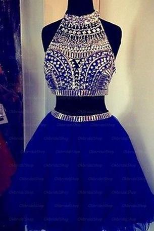 2016 Most Popular Two Pieces Homecoming Dresses, Royal Blue Prom Dresses, Cute Evening Dresses, Sexy Cocktail Dresses