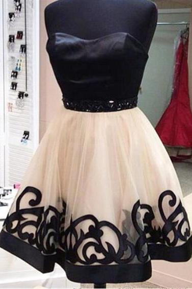 2016 Sweetheart Homecoming dresses, Unique black Homecoming dresses, Lace Homecoming dresses, sexy Homecoming dresses, Custom prom dresses