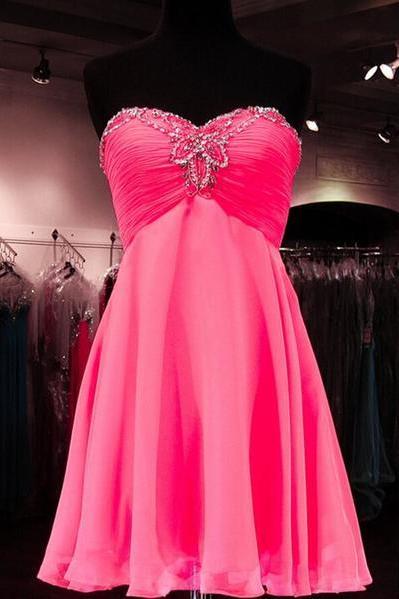2016 Pink organza Homecoming dresses, Sweetheart Prom dresses, Cute Homecoming dresses, sexy Homecoming dresses, Custom prom dresses