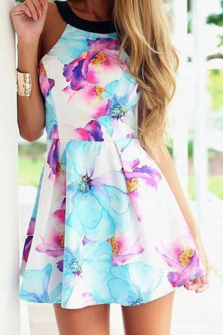 2016 Sexy Prom Dress ,Backless Homecoming Dress,halter flowers dresses For Teens Seniors Prom