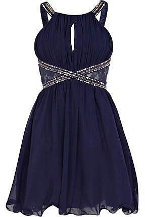Navy Blue Little Homecoming Dress,beaded Straps Prom Dress ,sexy Open Back Party Dress