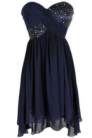 Style Blue Prom Dresses, Silver Beaded Evening Dress Backless Homecoming Gowns 2016 For Teens