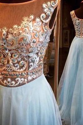 Charming Prom Dress,Blue Prom Dress,Long Prom Dresses,Evening Gown,Formal Dress