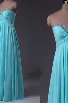 Charming Prom Dress,blue Chiffon Prom Dress,long Prom Dress,beading Evening Dress,formal Dress