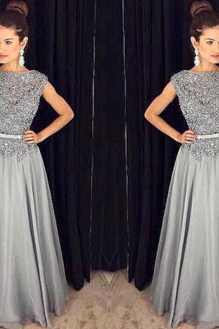 Lace Vintage Long Evening Dress Party Dresses ,O neck Prom Gown,Prom Dresses