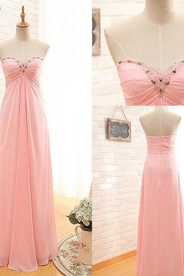 Charming Prom Dress,pink Chiffon Prom Dresses,sweetheart Prom Dress,long Prom Dresses