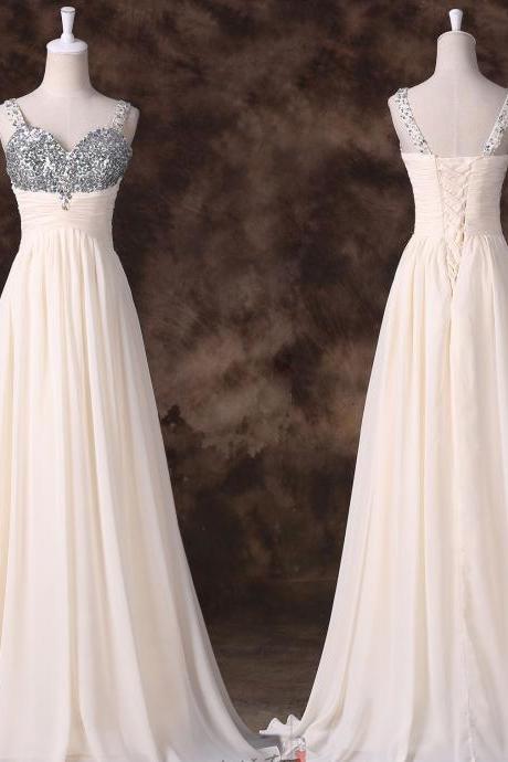 Top Selling Elegant Chiffon Long Prom Dresses,with Straps,back Up Lace Prom Dresses,pretty Prom Gowns For Teens,women Dresses