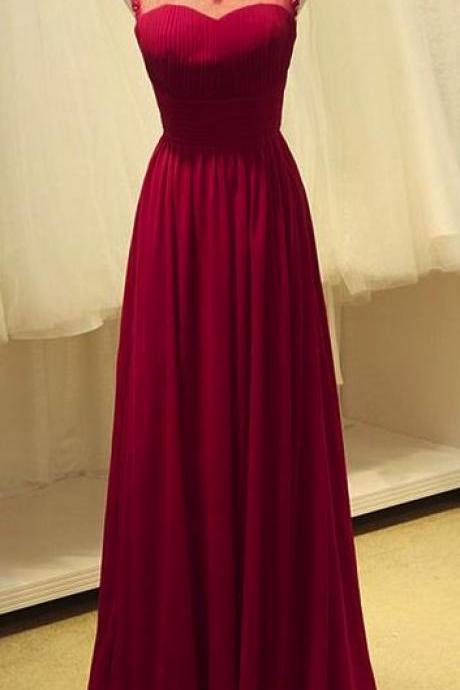 2016 Custom Charming Red Prom Dress,sleeveless Evening Dress