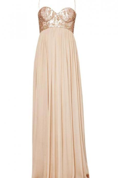 2016 Custom Charming Chiffon Prom Dress,Sexy Spaghetti Straps Evening Dress,Sequins Prom Dress