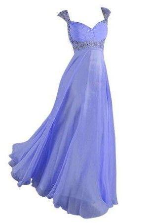2016 Custom Charming Purple Chiffon Prom Dress,Sexy Spaghetti Straps Evening Dress,Beading Prom Dress