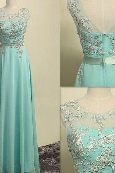 2016 Custom Charming Chiffon Prom Dress,see Through Beading Evening Dress