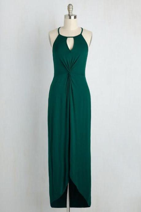 2016 Custom Charming Dark Green Prom Dress,halter Sleeveless Evening Dress