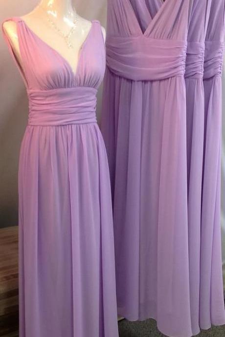 2016 Custom Charming Chiffon Purple Bridesmaid Dress,deep V-neck Bridesmaid Dress