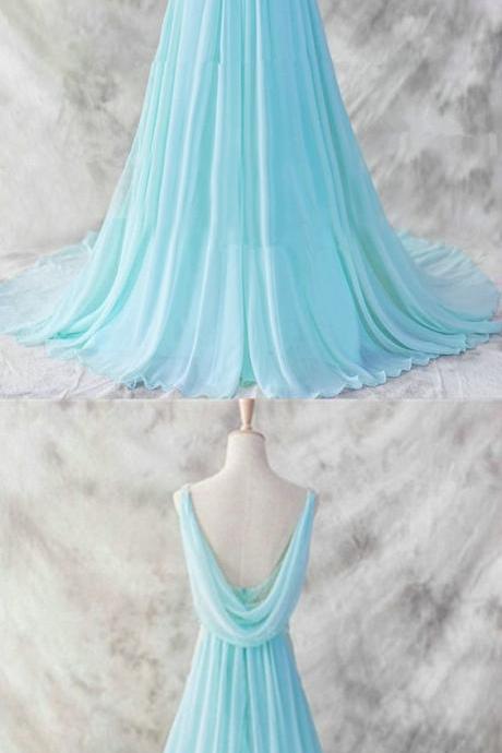 2017 Custom Charming Blue Prom Dress,sexy Off The Shoulder Evening Dress,deep V-neck Prom Dress
