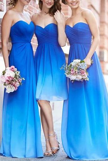 2017 Custom Newest Chiffon Blue Prom Dress,Sweetheart Prom Dress,Bridesmaid Dress,Evening Dress