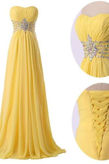 Floor Length Chiffon A-line Prom Dress Featuring Beaded Ruched Sweetheart Bodice And Lace-up Back