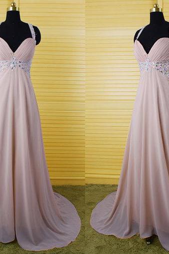 2017 Custom Made High Quality Prom Dress,a-line Prom Dress,chiffon Prom Dress,v-neck Prom Dress, Charming Prom Dress